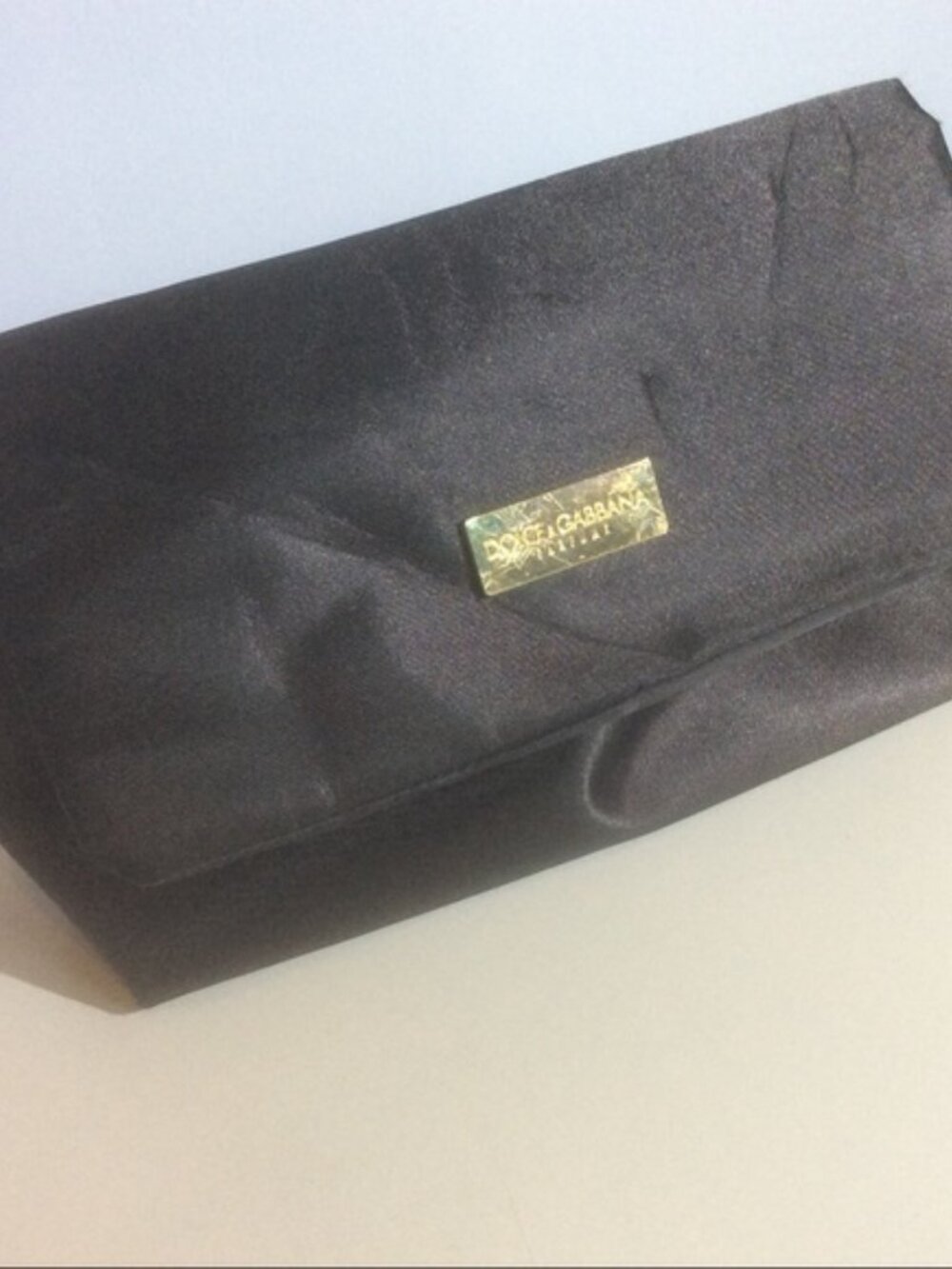 Dolce & Gabbana PARFUMS Makeup Bag Black Zip Wristlet Cosmetics Handbag *SCRATCH
